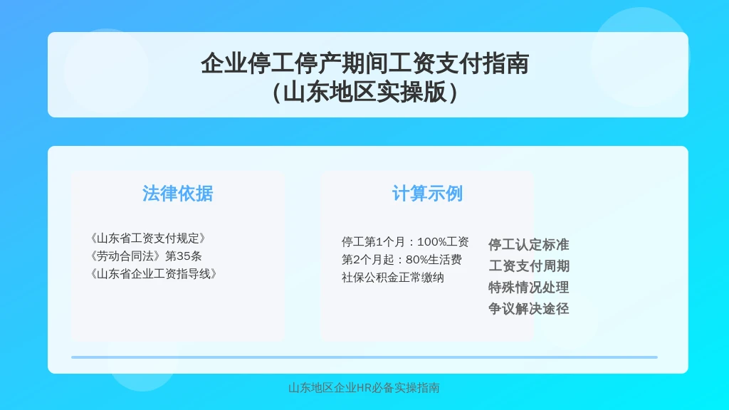 企业停工停产期间工资支付指南(山东地区实操版)