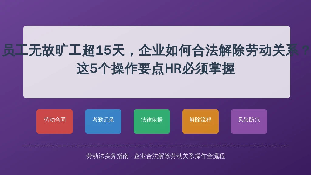 员工无故旷工超15天，企业如何合法解除劳动关系？这5个操作要点HR必须掌握