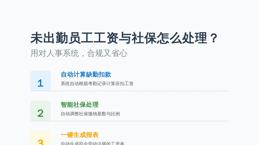 未出勤员工工资与社保怎么处理?用对人事系统,合规又省心