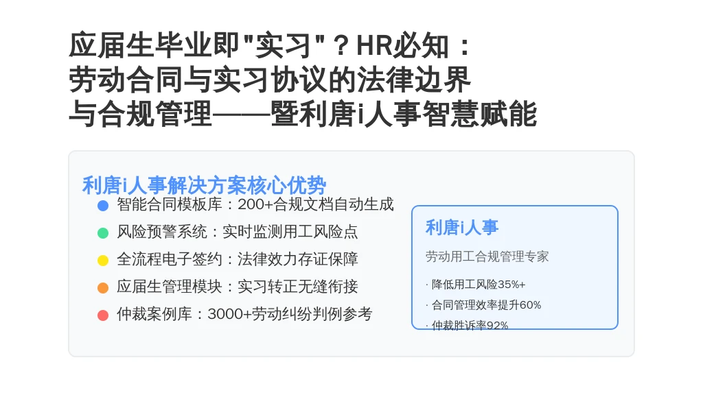 标题:应届生毕业即“实习”?HR必知:劳动合同与实习协议的法律边界与合规管理——暨利唐i人事智慧赋能