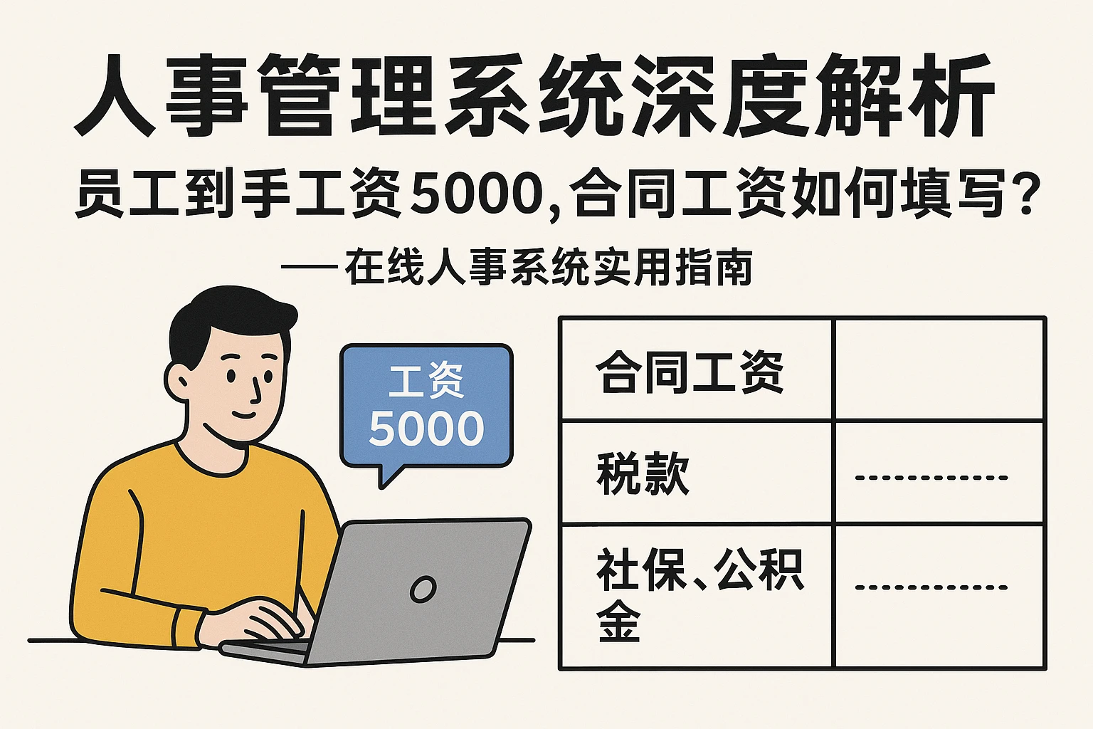人事管理系统深度解析:员工到手工资5000,合同工资如何填写?——在线人事系统实用指南