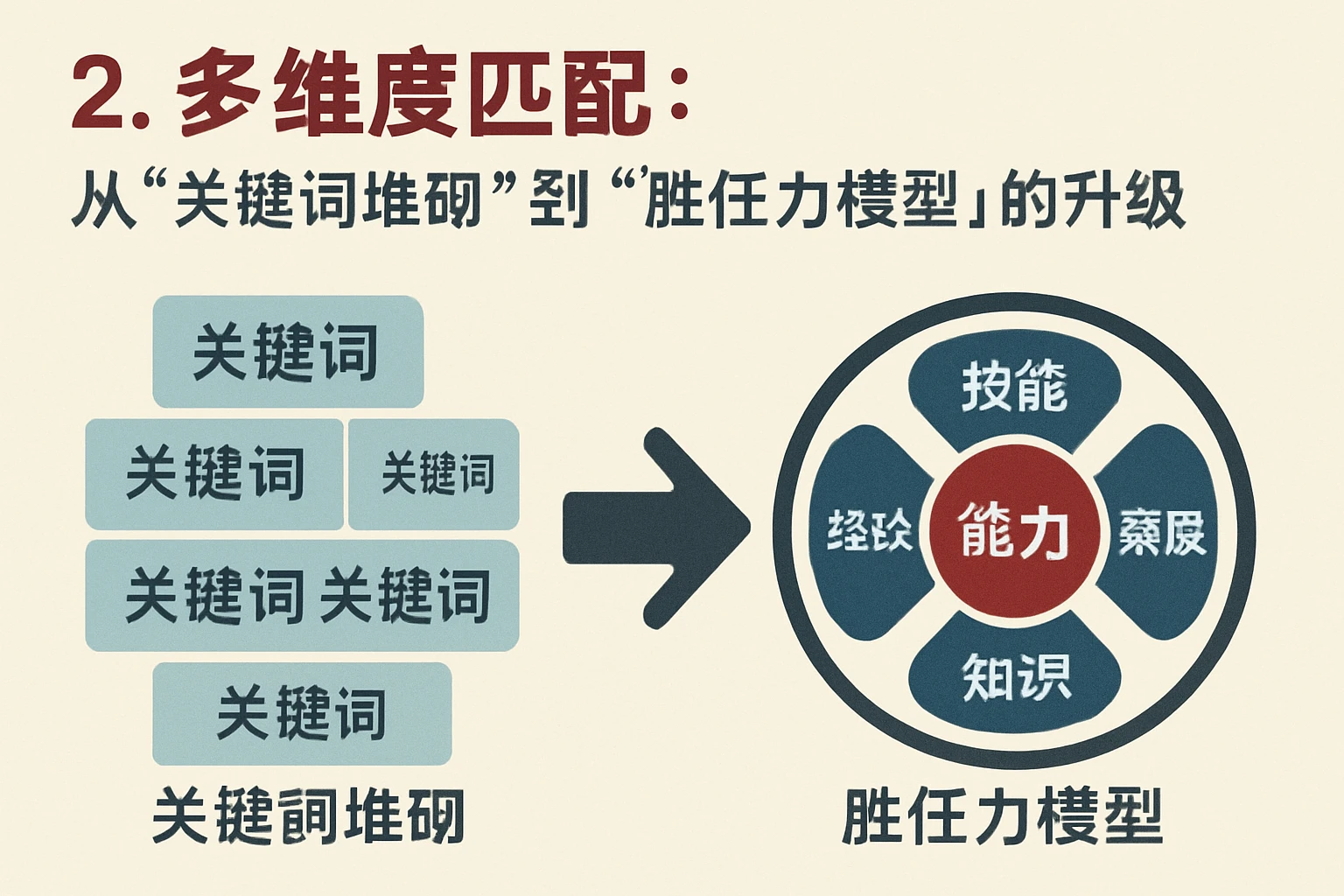 2. 多维度匹配:从“关键词堆砌”到“胜任力模型”的升级