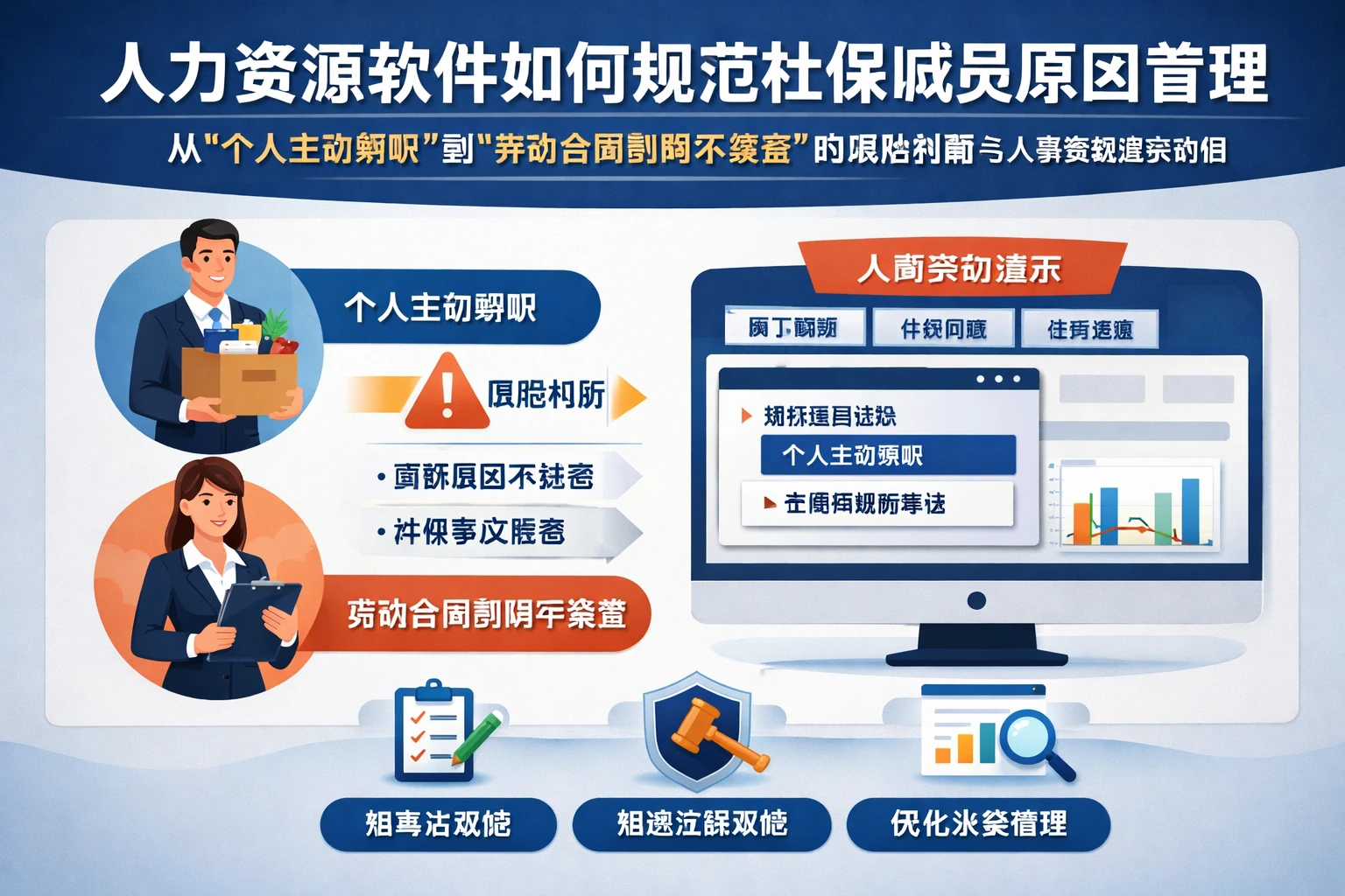 人力资源软件如何规范社保减员原因管理：从“个人主动离职”到“劳动合同到期不续签”的风险判断与人事系统演示价值