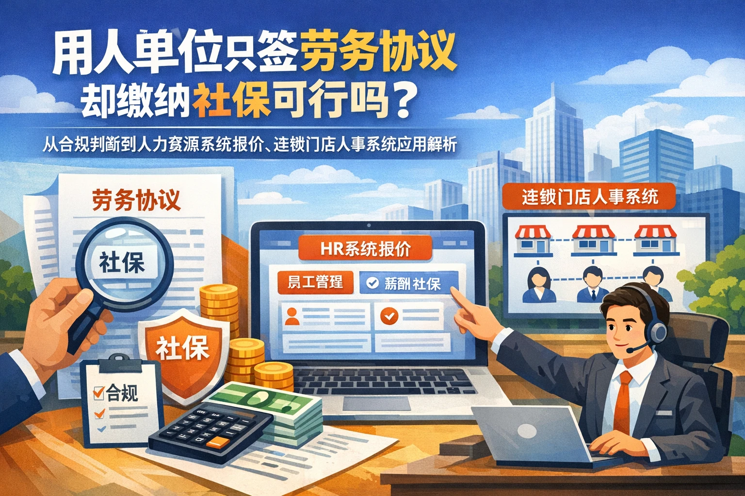 用人单位只签劳务协议却缴纳社保可行吗？从合规判断到人力资源系统报价、连锁门店人事系统应用解析