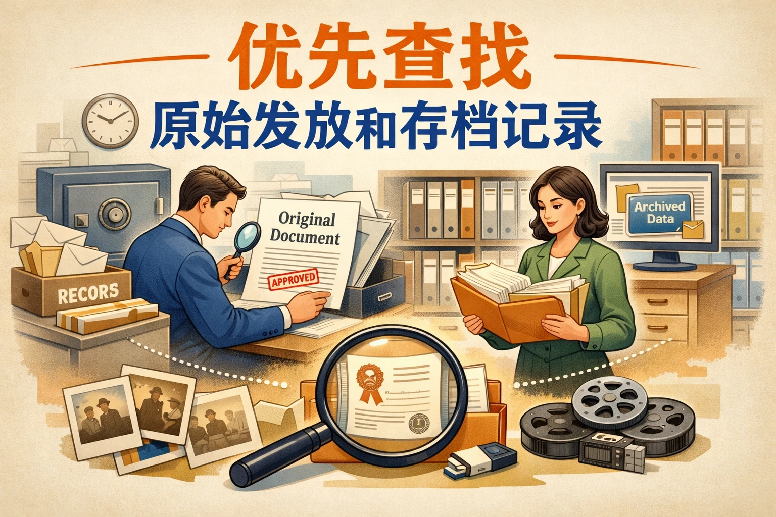 优先查找原始发放和存档记录