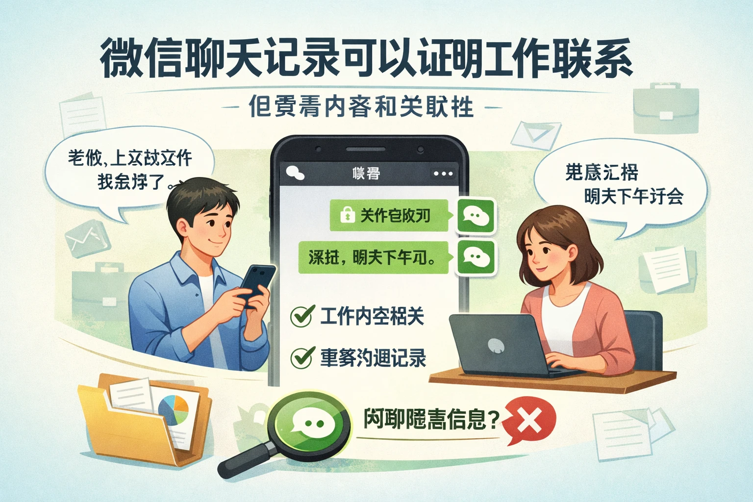 微信聊天记录可以证明工作联系，但要看内容和关联性