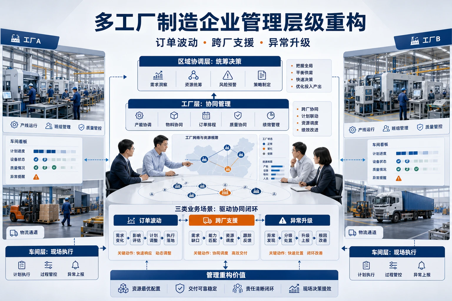 多工厂制造企业管理层级重构路径与协同机制