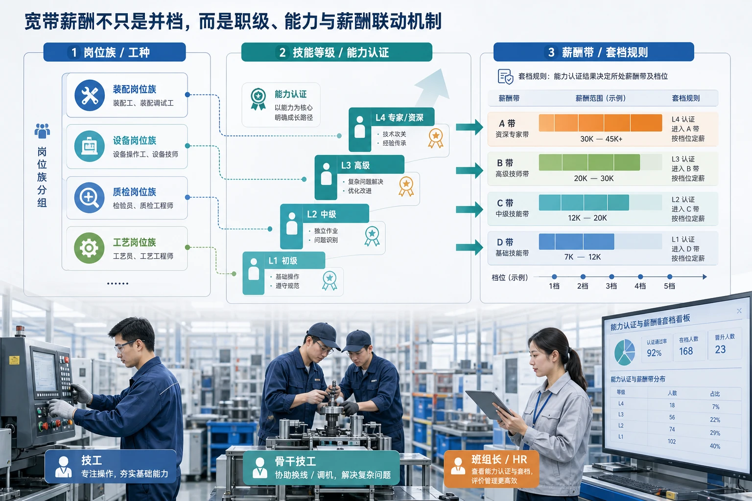 2026年制造业产线宽带薪酬:技工职级划分与套档方法