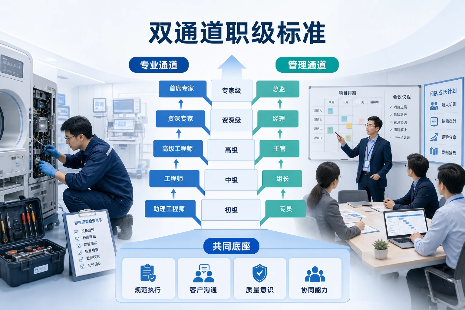 2026年医疗器械售后工程师双通道职级标准设计框架