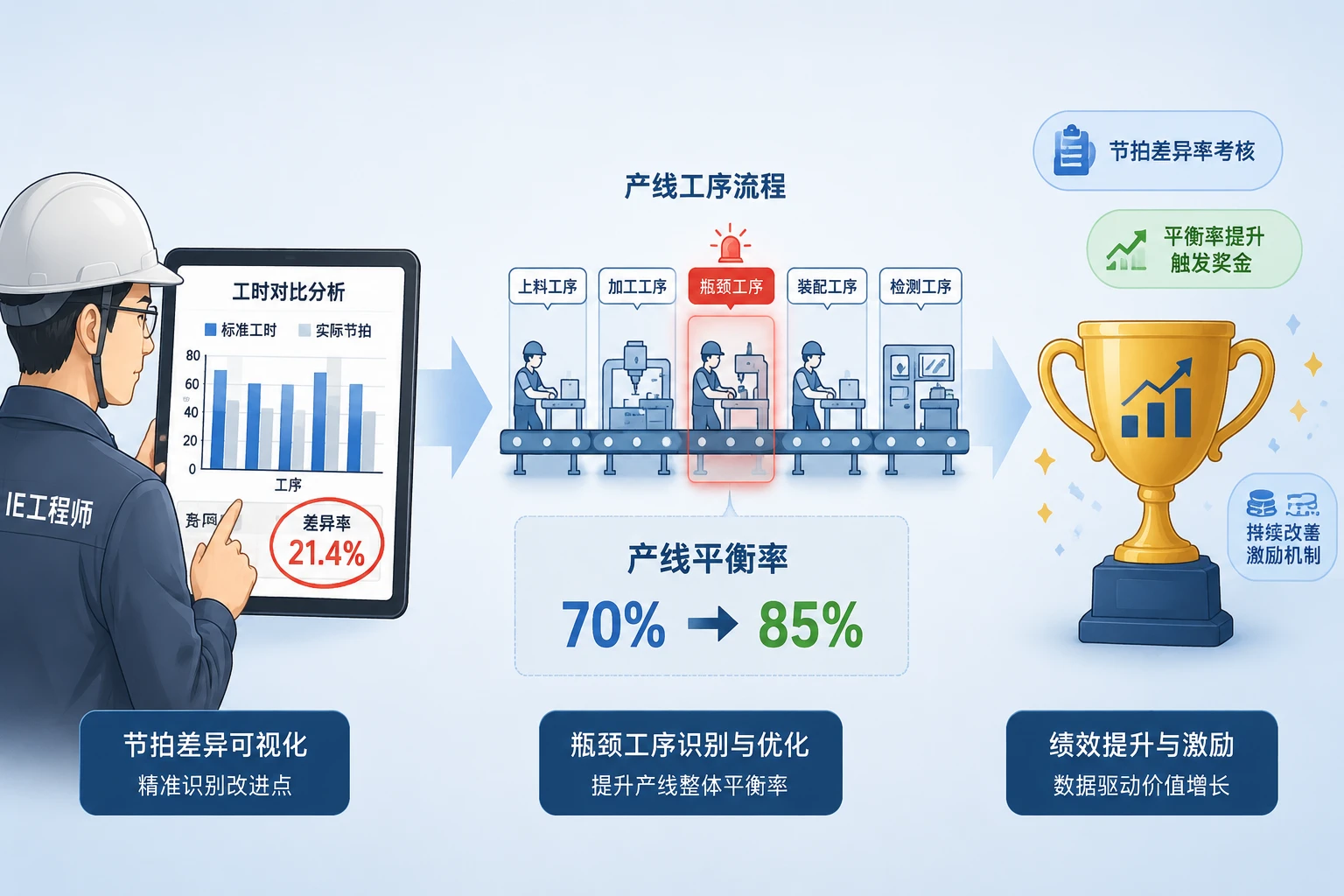 服装制造IE部标准工时节拍差异率考核与产线平衡率项目奖金方案