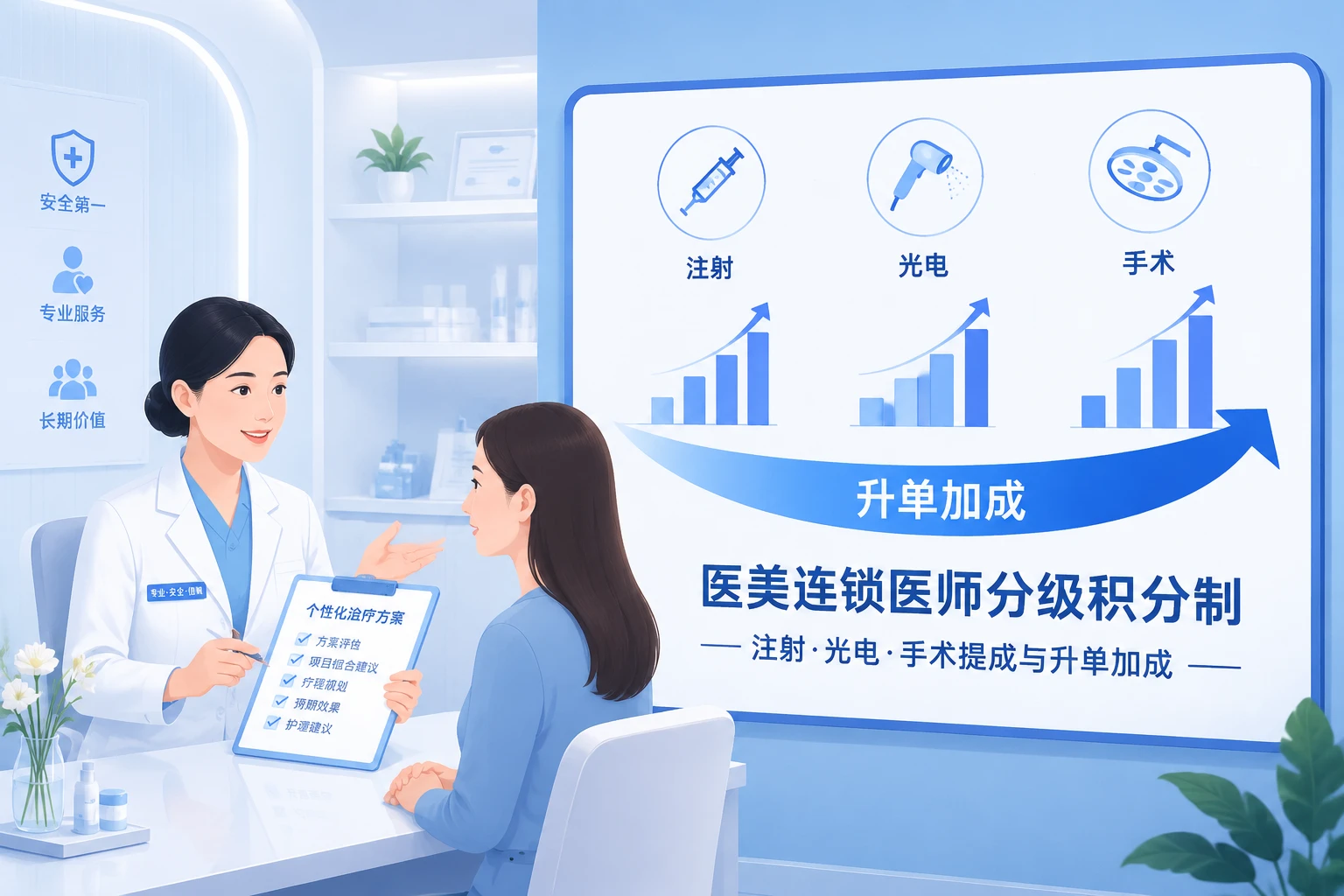 2026年医美连锁医师分级积分制:按注射、光电、手术提成与升单加成