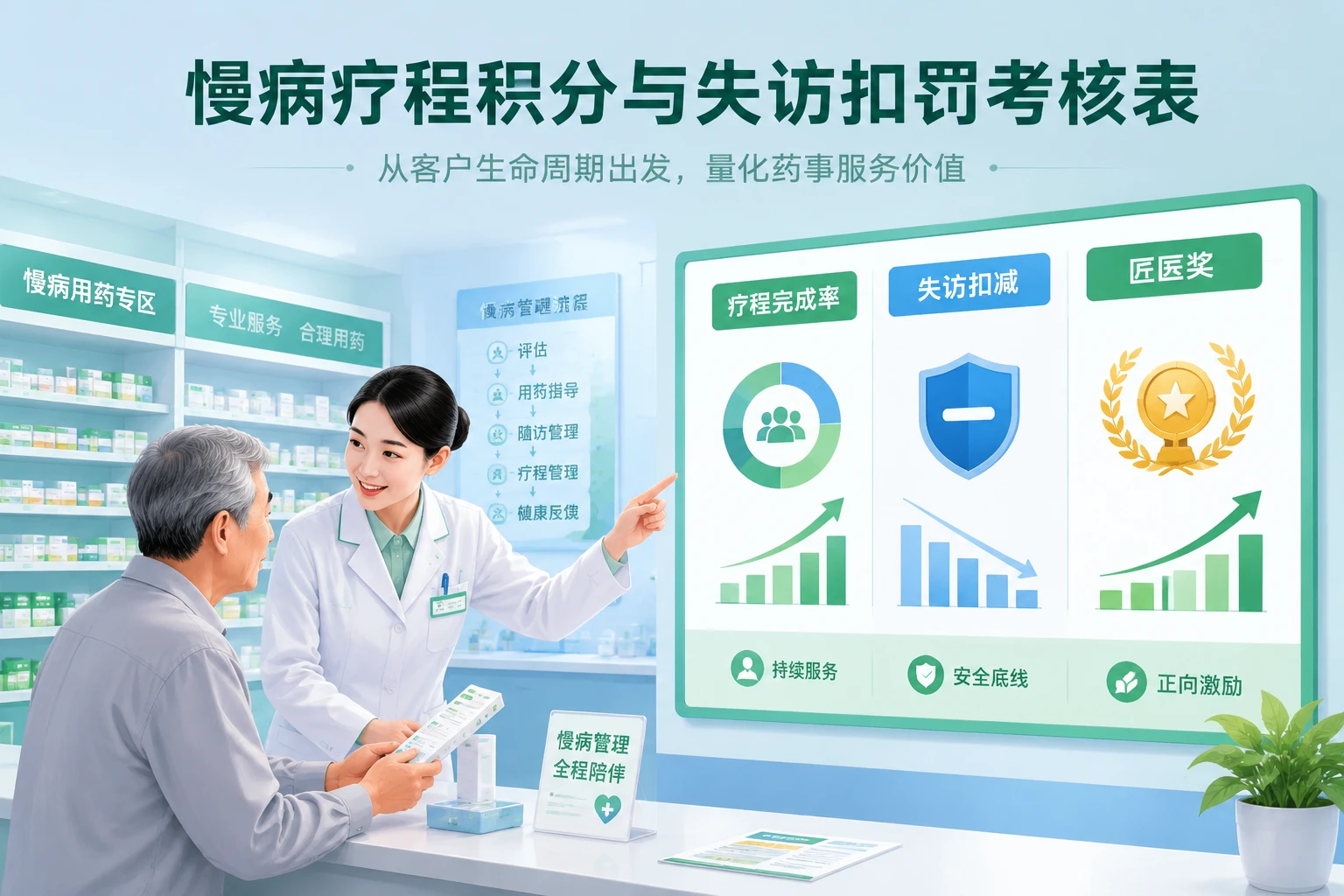 2026年连锁药店慢病疗程积分与失访扣罚考核表