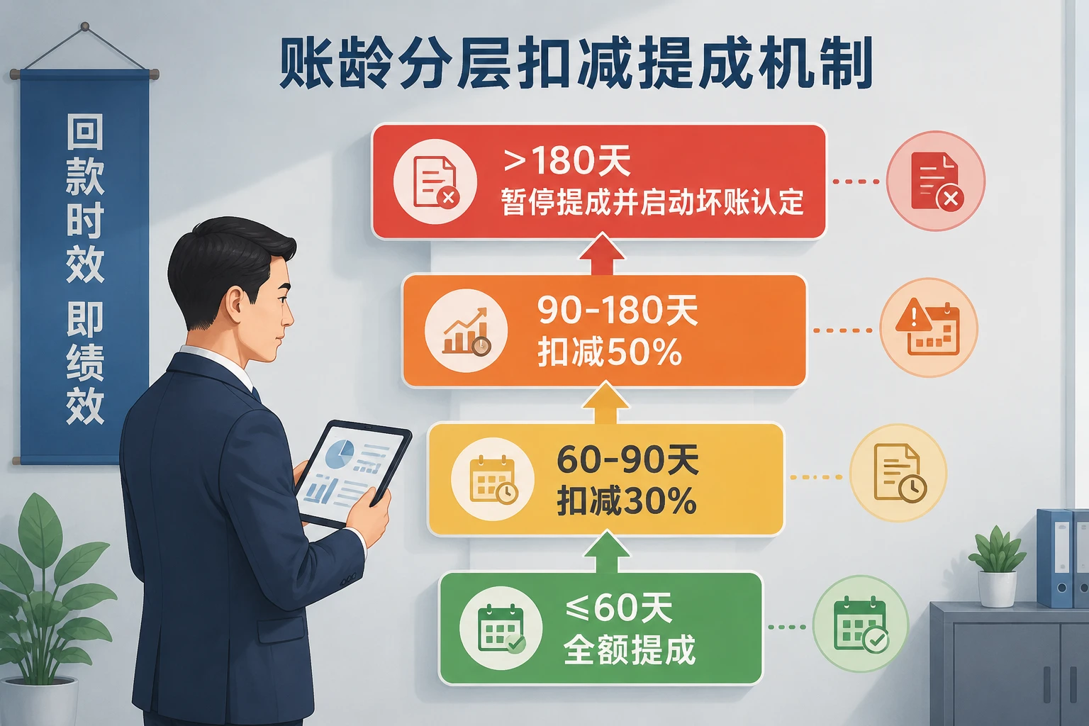 2026年医疗器械经销商回款包干考核:超60天账龄扣减提成与坏账一票否决