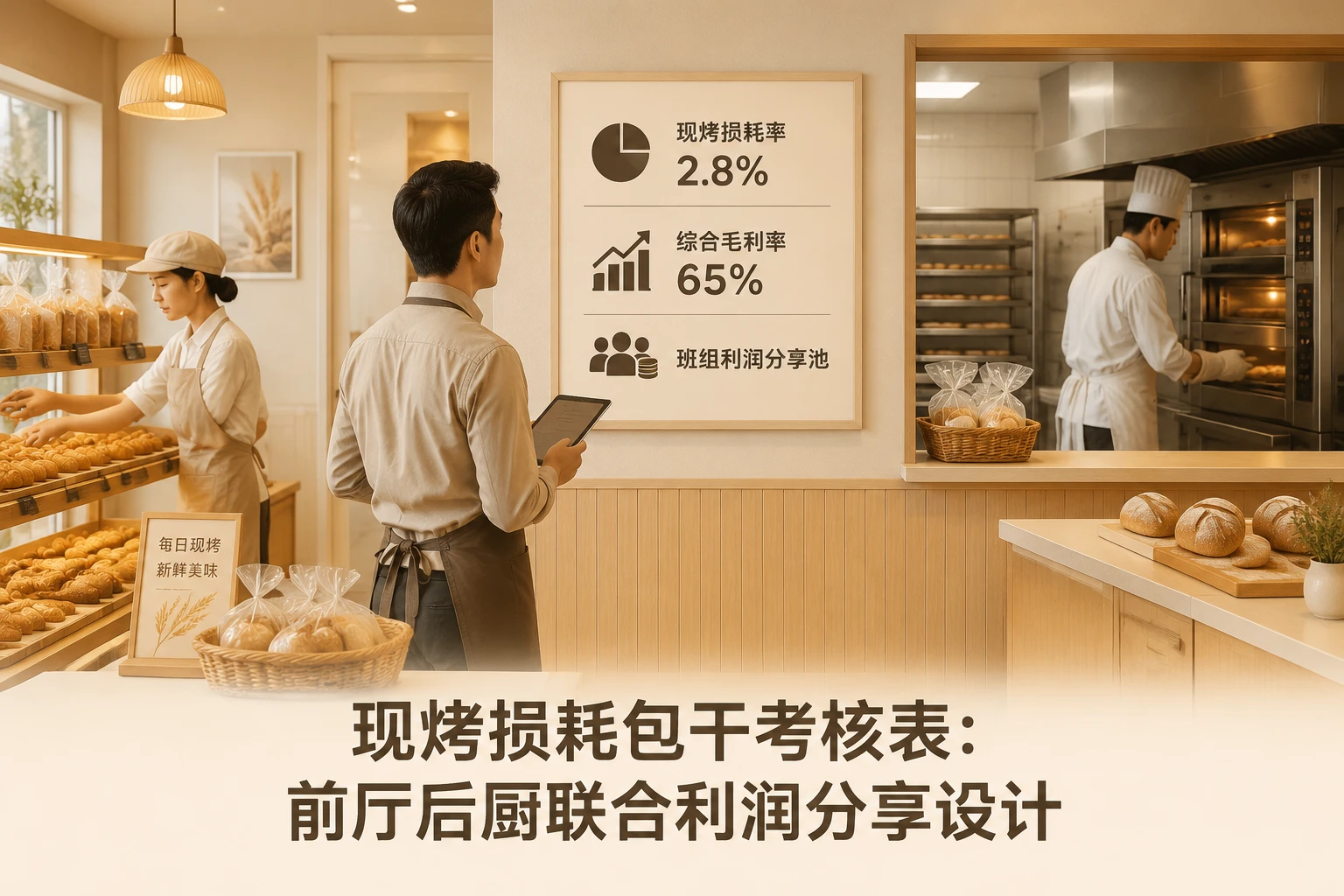 连锁烘焙现烤损耗包干考核表：前厅后厨联合利润分享设计（2026年版）