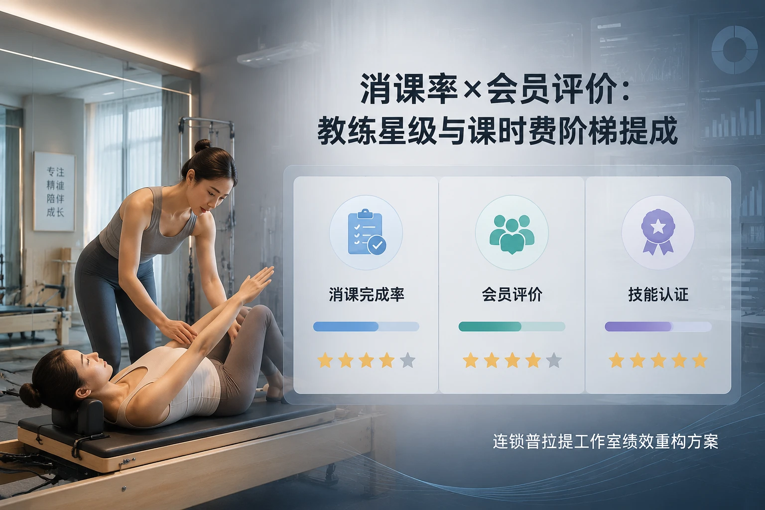 连锁普拉提工作室教练星级评定与课时费阶梯提成：消课率、会员评价权重设计（2026年版）